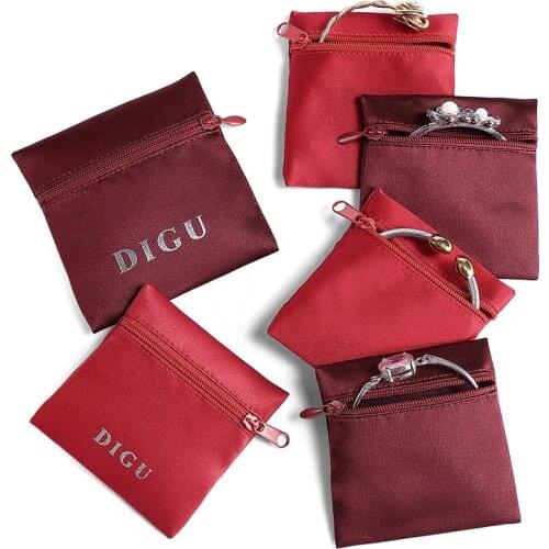 100 silk jewelry pouch small bag can be customized color jewelry bags jewelry zipper bags can be customized logo