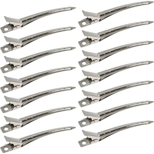 12 Packs Duck Bill Clips 3.5 Inches Rustproof Metal Alligator Curl Clips with Holes for Hair Styling Hair Coloring Hair Clips