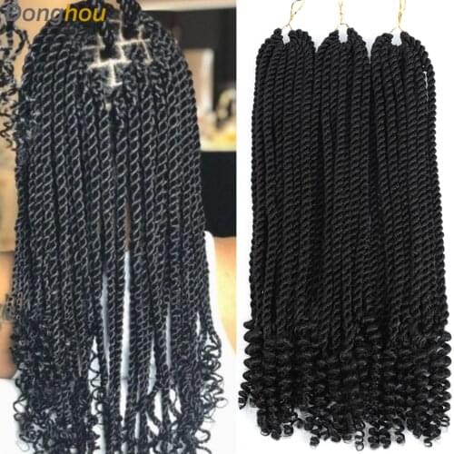 18 Inch Goddess Senegalese Twist Crochet Hair Curly Ends Pre-looped Senegalese Twist Hair Crochet Braids Synthetic Twist Hair
