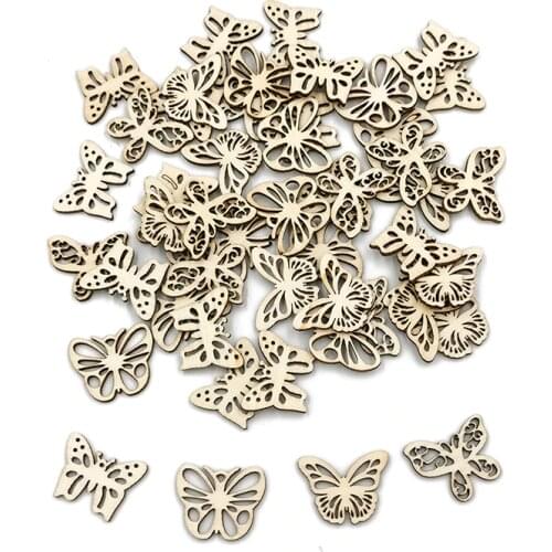 20pcs Wood Butterfly Embellishment Slices Cutout Crafts for Card Making Scrapbooking DIY Wood Art Wedding Decorations