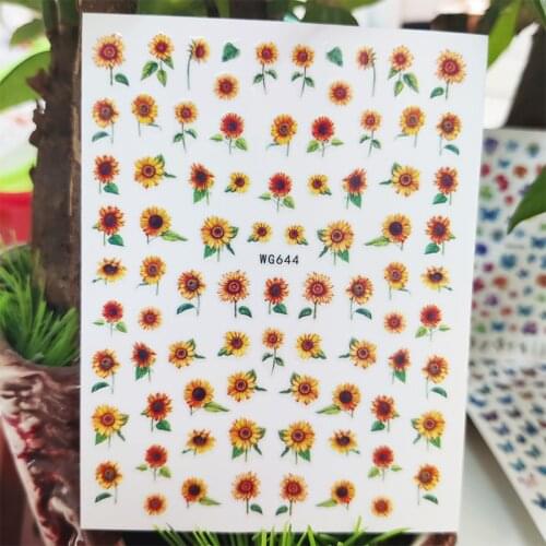 3D Stickers for Nails Sunlight Flowers Sunflower Nails Art Decoration Manicure Stickers Decal Slider Nail Foil Accessories