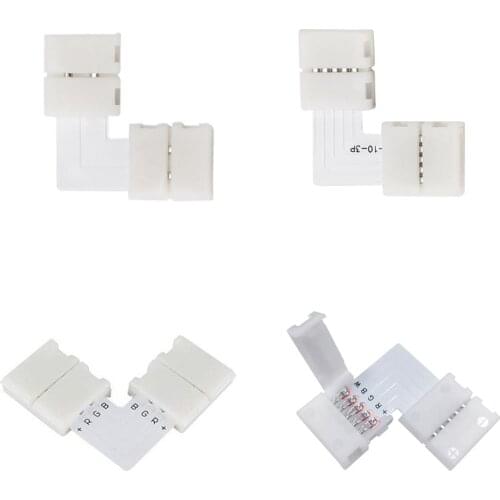 5PCS 2pin 4Pin 5pin L shape led rgb connector For connecting corner right angle 8mm 10mm 12mm 5050 2835/3528 RGB LED Strip Light