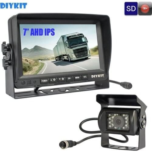 DIYKIT AHD 7" IPS Screen Car Monitor Rear View Monitor Waterproof IR 960P AHD Camera Support SD Card Video Recording