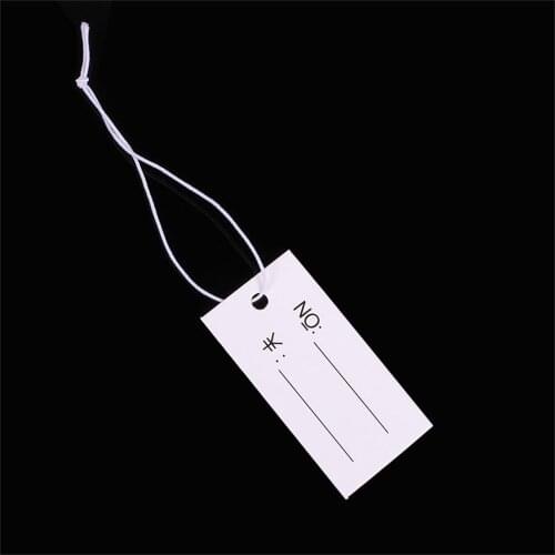 White Pricing Card No. Yuen Blank Garment Merchant Hanging Tag with String