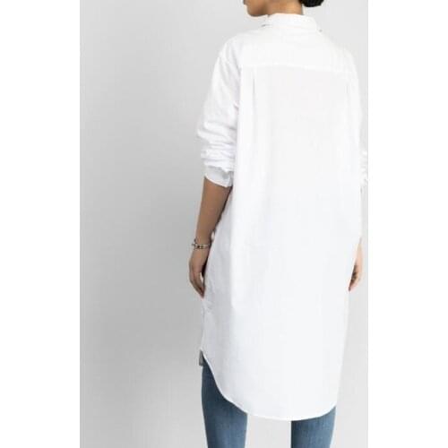 White Solid Button Shirt Spring Autumn Long Sleeve Office Ladies Elegant Top Womens Top