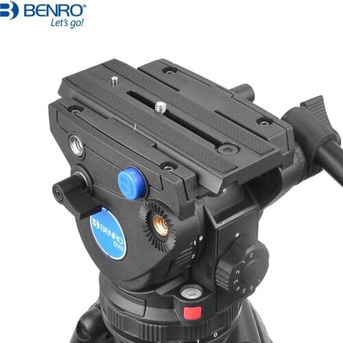 BENRO BV6H Hydraulic Fluid Aluminum Video Head QR13 Quick Release Plate For BV6 Tripod 75mm Bowl Max Loading 6kg