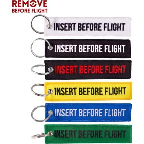 2 PCS Fashion INSERT BEFORE FLIGHT Key Chain Tag Jewelry Keychain for Motorcycles Cars OEM Keychain Embroidery Key Fobs Keyring