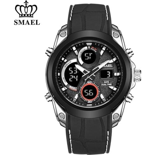 SMAEL Mens Sports Watches Fashion Waterproof LED Analog Digital Watch Men Multifunction Military Backlight Clock Male WristWatch