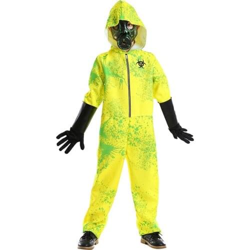 Halloween Child Resident Zombie Chemical Protective Clothing Radiation Evil Jumpsuit Bod Girl Fancy Dress