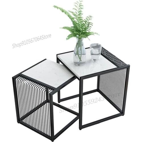 Customized Simple Living Room Sofa Side Table Marble Coffee Table Small Side Table Creative Small Coffee Table Small Square Tabl