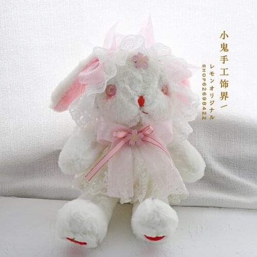 Lolita Japanese Handmade Sweet Rabbit Inclined Shoulder Bag Cute Doll bag Soft Sister Kawaii Handbags Cherry Rabbit bag Cosplay