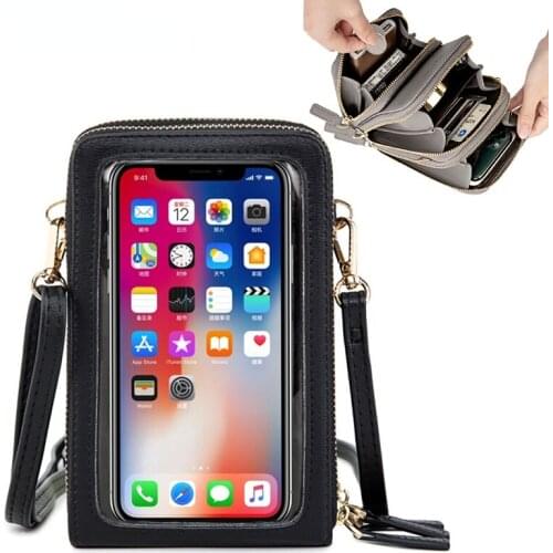 Mini Women Cell Phone Bag Multi-functional Crossbody Bags Touchable Phone Shoulder Bag Card Holder Ladies Bags Woman Purse