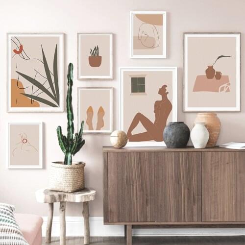 Minimalist Bohemia Abstract Line Woman Body Silhouette Wall Art Canvas Painting Poster Print Picture Living Room Home Decoration