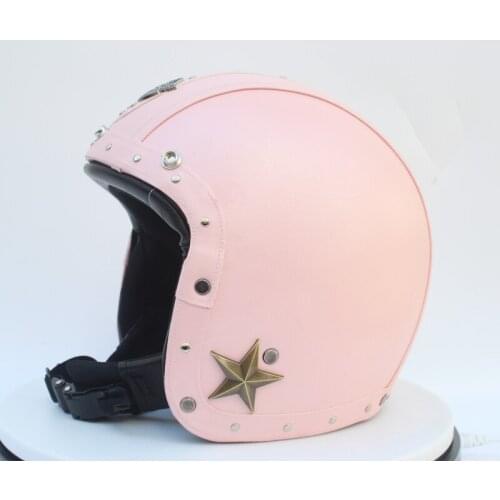 Moto Helmet 3/4 Open Face Helmet 2018 New Synthetic Leather Motorcycle Helmet Retro Vintage Cruiser Chopper Scooter Cafe Racer