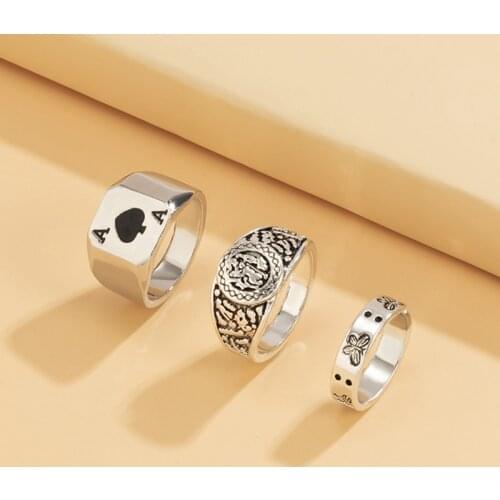 Punk Printing Flower Butterfly Rings Set Fashion Gothic Personality Rings for Women Men Jewelry Accessories