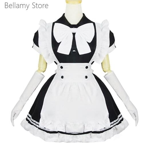 Limited day super cute black and white butterfly theme uniform Maid Dress