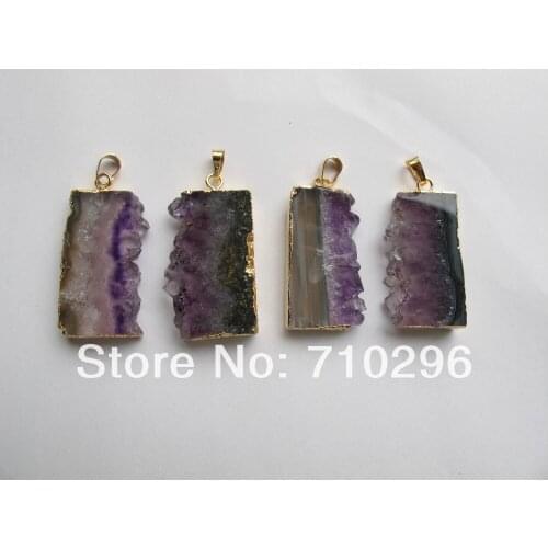 Natural Amethys t gem gem stone pendant 4pcs/lot fit gem jewelry neckalce diy