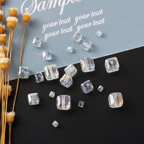 Pandahall 672pcs/Box Crystal Glass Beads Loose Spacer Beads Cube AB Color Plated for Jewelry Making DIY Bracelet Craft Finding