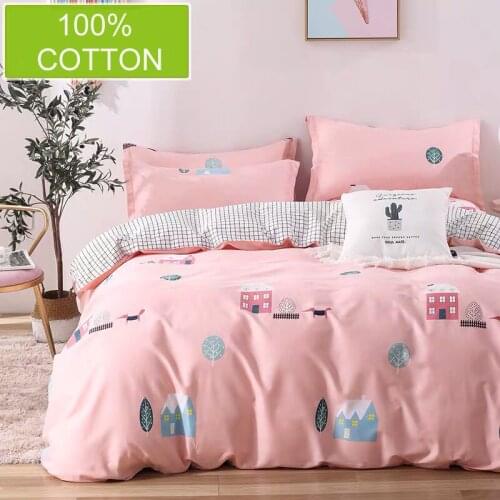4pcs 100% Cotton Beddings Set Duvet Cover With Flat Sheet With Pillowcases Without Filler Comfortable Healthy