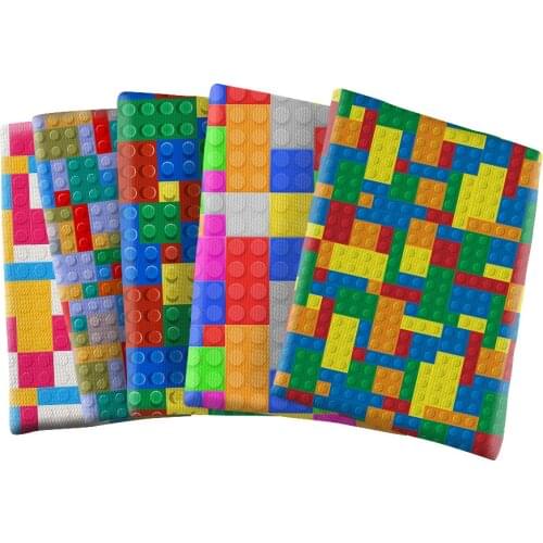 Bubble Fabric Printed Jigsaw Building Blocks Pattern Polyester Fabric DIY Kids Home Textile for Sewing Cloth 50*145cm