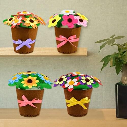 Handmade Potted Bouquet Sunflower Carnation Art Craft Creativity Kindergarten Toy Mini Simulation Flower Pot DIY Toys for Kids