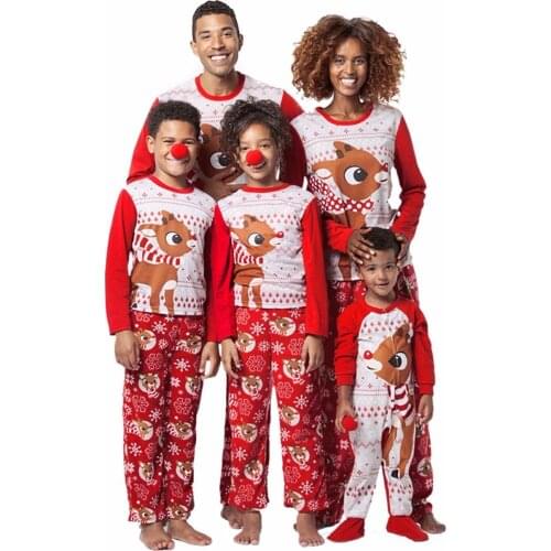 Family Christmas Matching Clothes Family Pajamas Set 2021 Fashion Red Deer Adult Children Set Baby Romper Christmas Pajamas