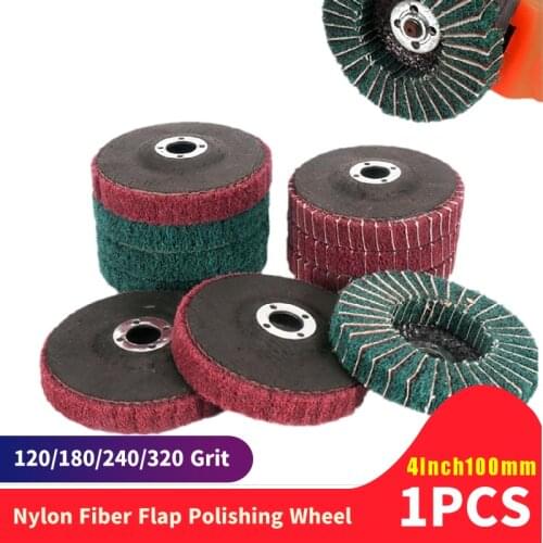 4" Nylon Fiber Flap Polishing Wheel Grinding Disc 100x16mm Non-woven Scouring pad Buffing Wheel for Angle Grinder