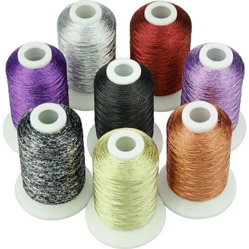 Simthread 8 Halloween colors metallic embroidery thread machine /hand metallic embroidery threads suitable for french embroidery