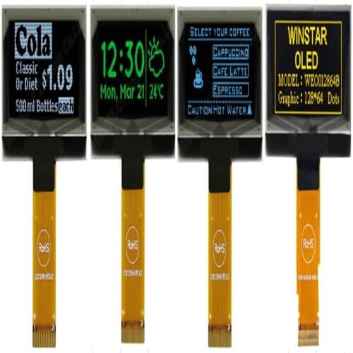 WEO012864B Winstar type is a 1.54 inch SPI OLED 128x64 Display module standard emitting yellow colors new and original