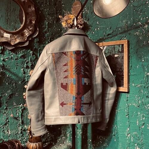 YR!Free shipping.2021 fashion style genuine leather coat.vintage navaho cowhide jacket.quality classic casual leather clothes