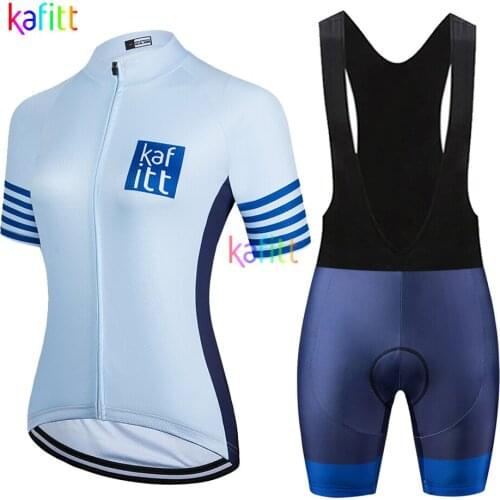 Kafitt Womens Short Sleeve Cycling Jersey Sets Bib Pants 2021 Breathable Outdoor Go Pro Team Quick Drying Maillot Mujer Summer