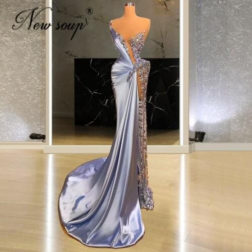 Arabic Formal Evening Dress Beaded Prom Dresses Women Party Night Gowns Dubai Couture Celebrity Gowns 2021 Vestido De Fiesta