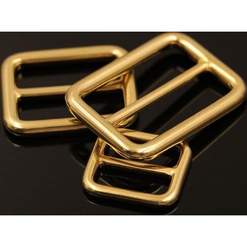 1pcs Solid Brass Rectangular Adjuster Buckle Cast Tri Glide Slide Backpack Strip webbing leather craft Bag Shoulder Strap Belt