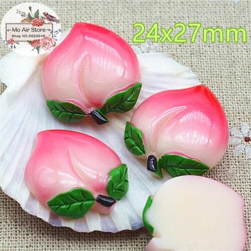 10pcs peach fruit Resin Flat back Cabochon miniature food Art Supply Decoden Charm DIY Craft