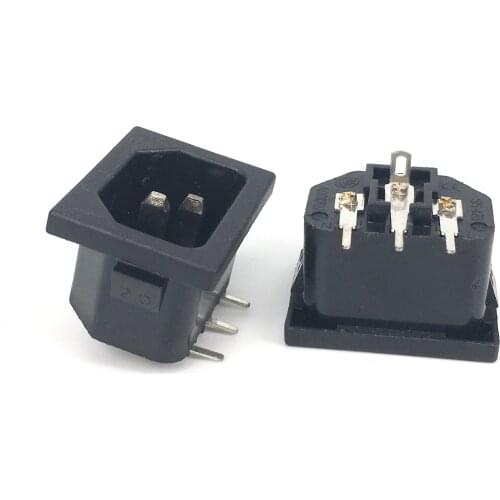 10pcs CE certification IEC 60320 C14 Male Plug Right Angle 3 Pins PCB Panel Power Inlet Socket Connector AC 250V 10A