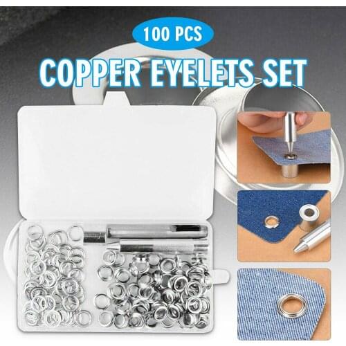 100pcs 12mm Diameter Copper DIY Sewing Eyelets Set Washer + Installation Tools + Storage Box Garment Eyelets