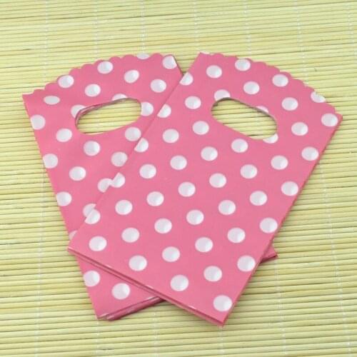 100 PCS Packaging Bags Cute Pink Dots Print Gifts Bags Plastic DIY Candy Jewelry Wedding Birthday Party Craft Bags