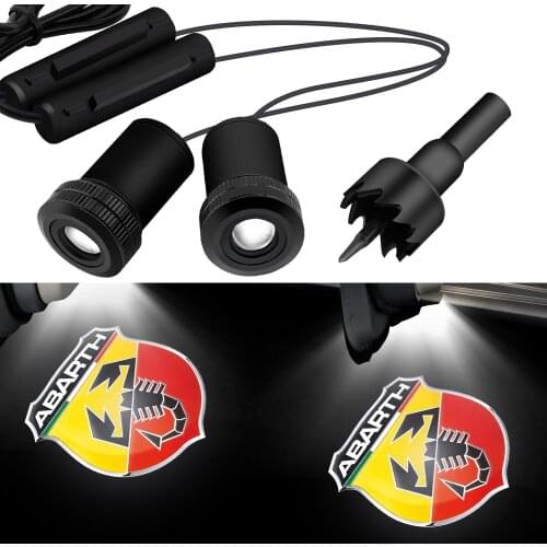 2pcs Car Badge Abarth Shadow Door Light Welcome Light For Fiat Abarth Simca 500x 124 131 695 500 595 500C Abarth Courtesy Light