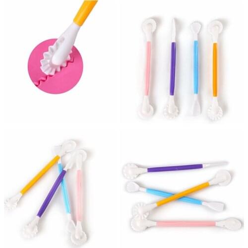 4pcs/set Fondant Cake Decorating Modelling Tools 8 Patterns Flower Decoration Pen Pastry Carving Cutter Baking Craft Cake Mold