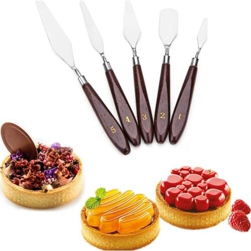 5pcs / set Steel Spatula Baking Pastry Extra Cream Oil Shovel Scraper Mixing Painting Fondant T5G0