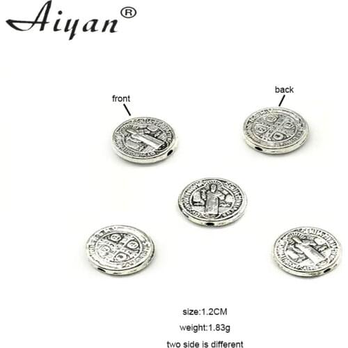 50 pieces Religious fittings Jesus Cross Virgin Mary alloy Virgin Mary spacer fittings Manual fittings DIY straight hole fitting