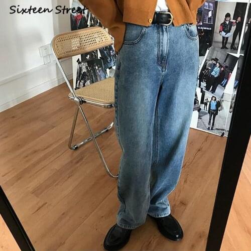 Cargo Pants Women Retro Straight Denim Jeans Loose Korean High Waist Wide Leg Trousers Vintage Baggy Boyfriend Jeans for Women