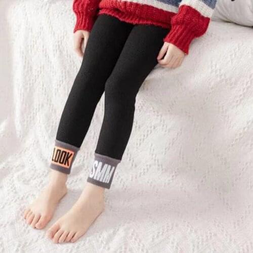 Childrens Leggings Winter New Fleece-Lined Thickened Girls' Letters One-Piece Trousers Keep Baby Warm Outer Wear Trousers