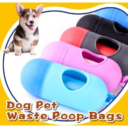 Dog Poop Waste Bag Holder Dispenser with Leash Clip Includes 1 Roll (15 Dog Poop Bags) Earth-Friendly Poop Bags for Dogs Outdoor