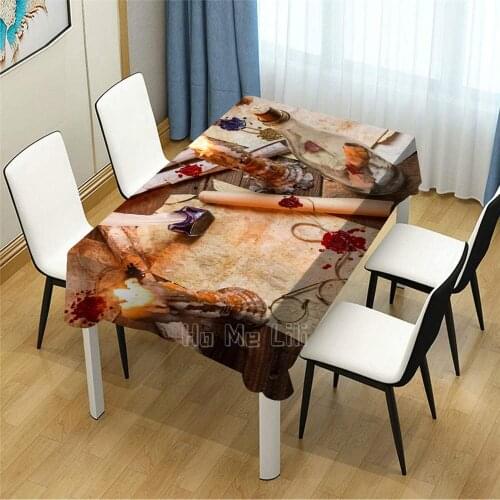 Drift Bottle Fibertube And Ink On A Piece Of Parchment Candle And Medieval Patten Design Decoration Tablecloth For Dining