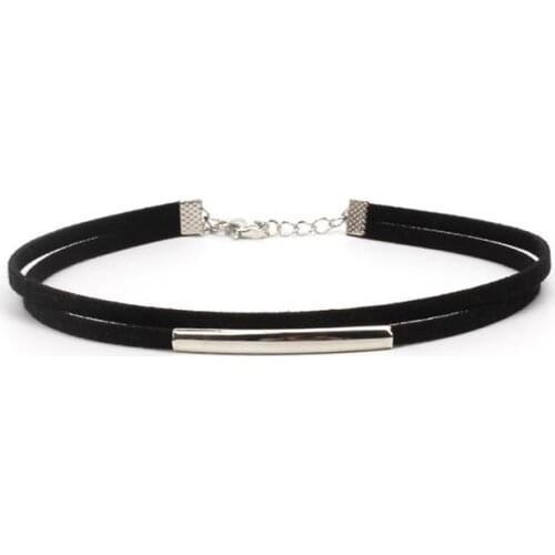 Double Layer Choker Decorative Adjustable Simple Silver Collar Choker Velvet Necklace Clavicle Chain Jewelry Accessories