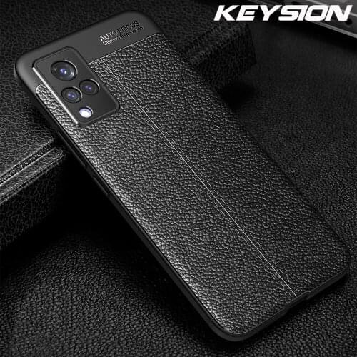 KEYSION Shockproof Case For VIVO V21 5G V20 Pro V20 SE leather texture soft silicone Phone back cove for VIVO X60 X60 Pro + Plus