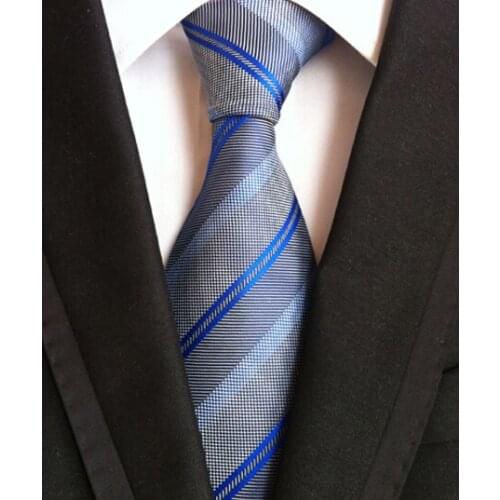 8cm Classic Design Tie Fashion Blue Striped Necktie to Match Shirts