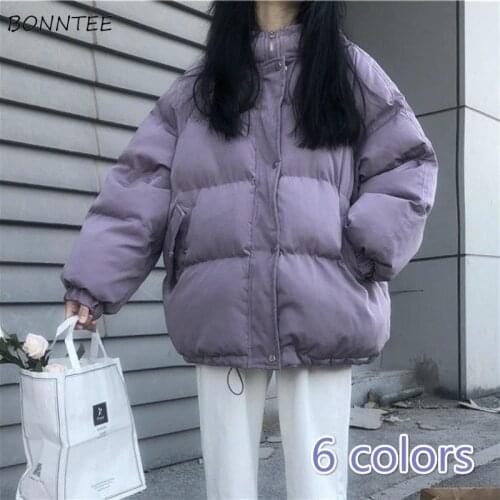 Short Style Parkas Women College Thicker Winter Soft Korean Trendy All-match Basic Womens Parka Pure Hooded Casual Femme Outwear