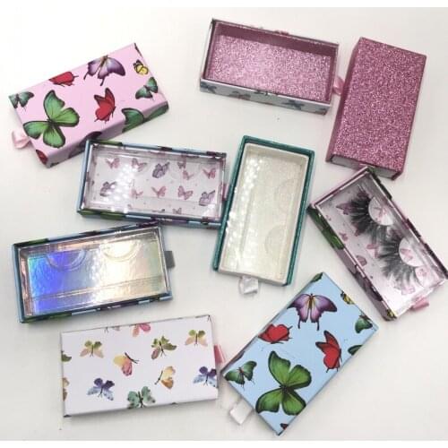 Hot Sale Custom Eyelashes Packaging for 25mm Mink Lashes Slide Lashes Box with Butterfly Design Eyelash Package